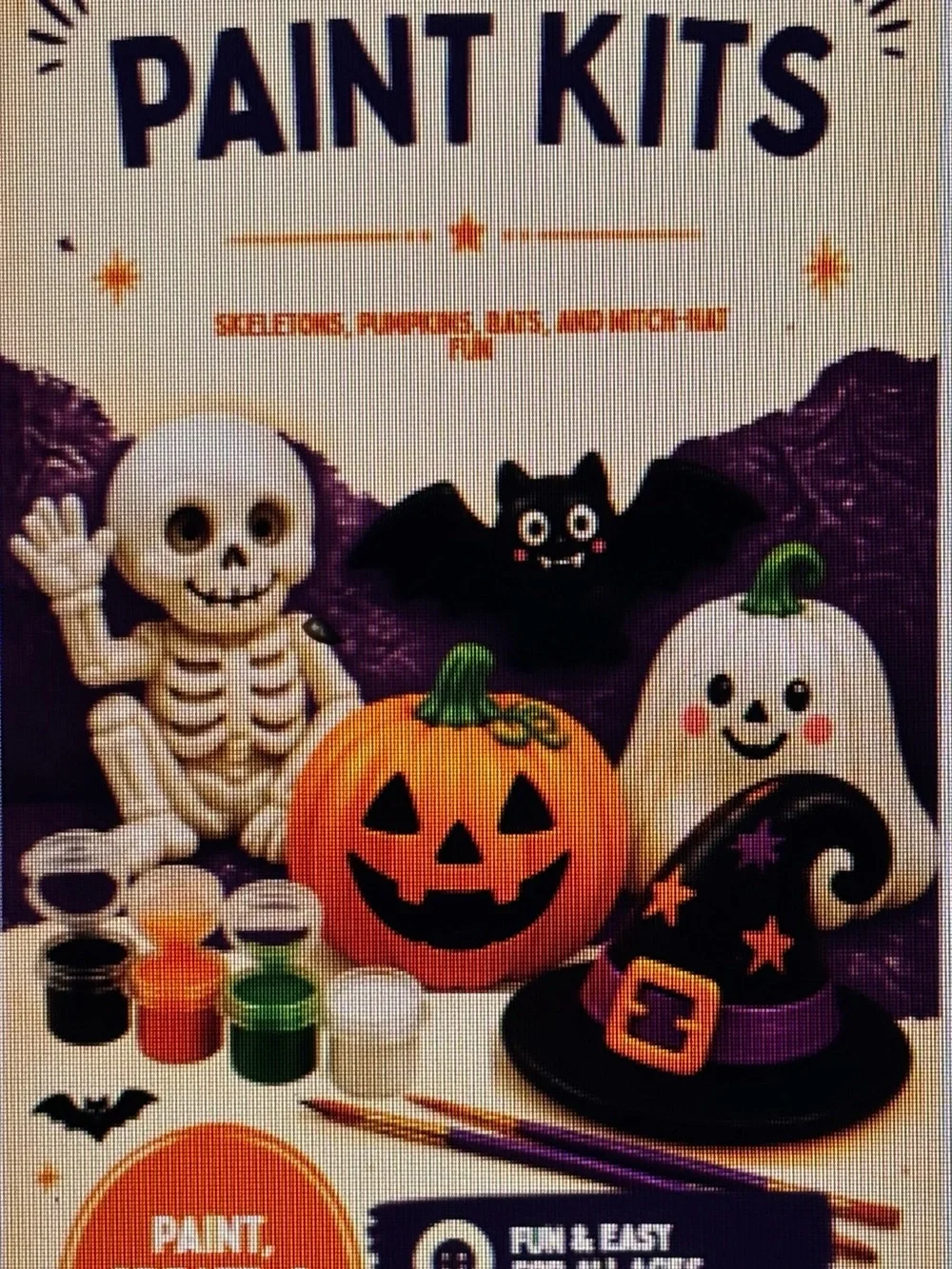 Halloween Paint Kit Party Set — Purple, Orange, Black, White